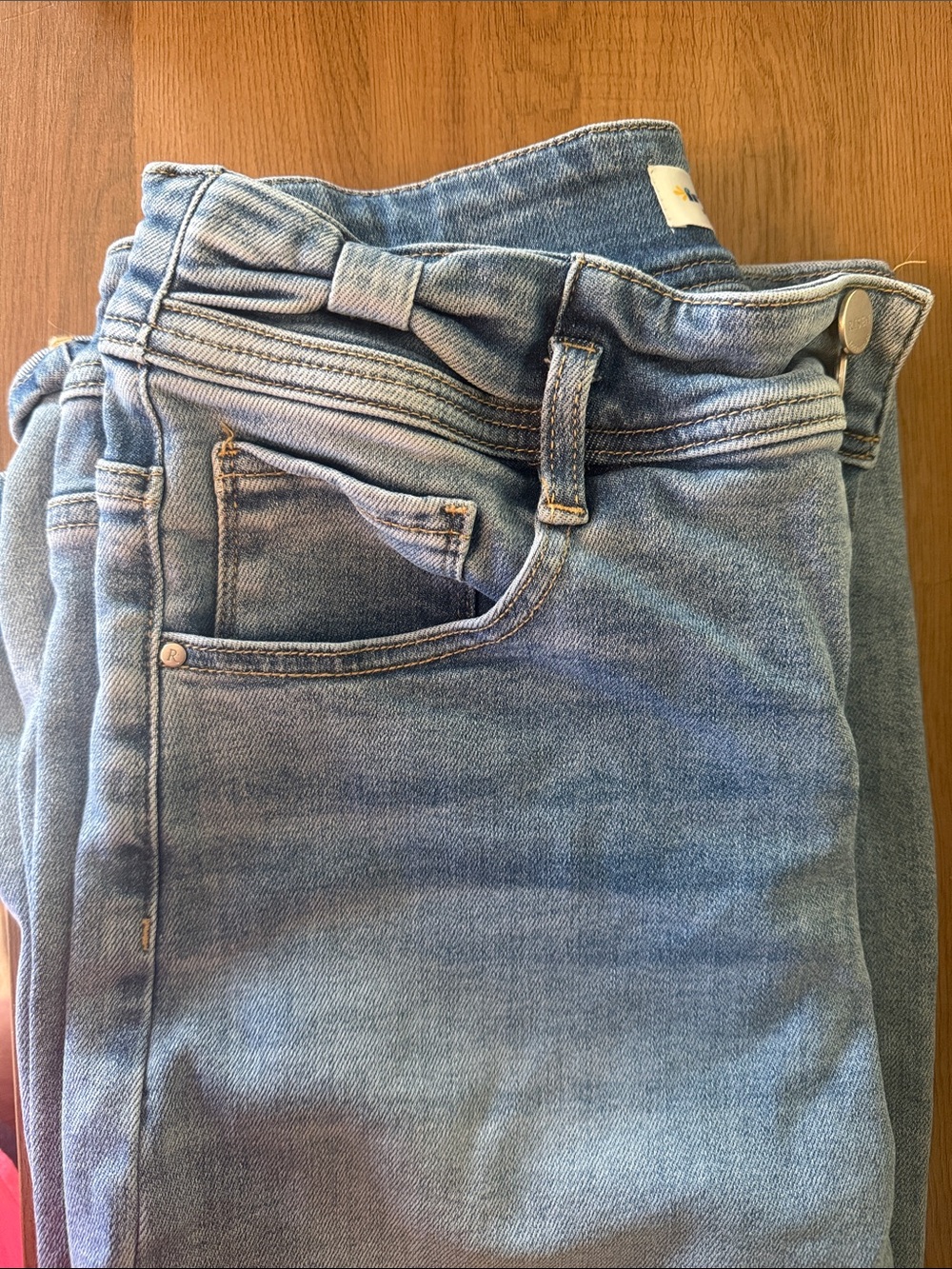 High-Rise Light Blue Women's Jeans with Waist Tie Detail